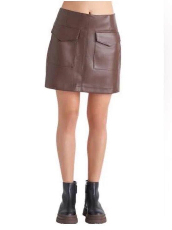 Dex Dresses & Skirts - DEX Rustic Brown Faux Leather Mini Skirt 0X NWT